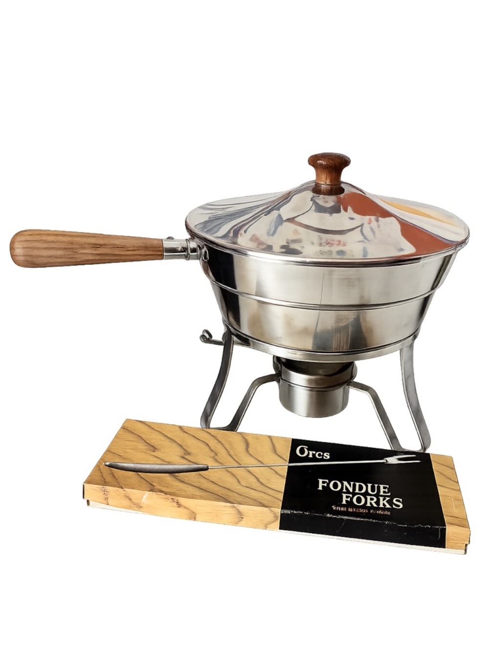 Vintage Oneida complete fondue set including boxed set of 6 fondue forks